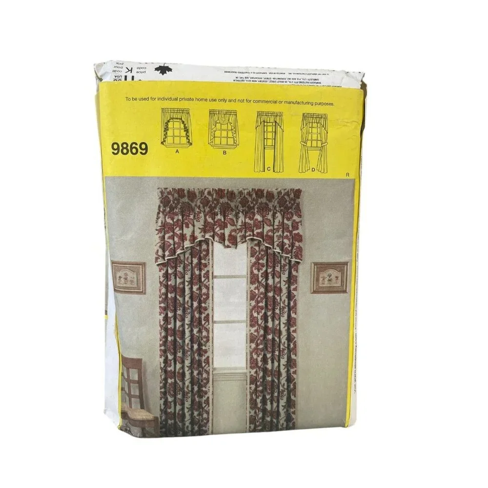 Simplicity 9869 Window‎ Treatments Sewing Pattern One Size